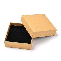 Quadratische Papierbox, Schnappdeckel, mit Schwammmatte, Schmuckkästchen, golden, 11.2x11.2x3.9 cm, Innengröße: 103x103 mm