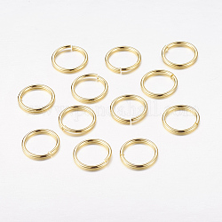 Anelli di salto aperti anelli di salto in ottone,  cadmio& piombo libero, oro, 10x1mm, 18 gauge, diametro interno: 8mm, circa 2600pcs/500g
