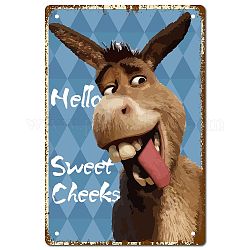 CREATCABIN Hello Sweet Cheeks Sign Donkey Tin Sign Funny Bathroom Quote Vintage Metal Tin Sign Wall Art Garden House Plaque for Bathroom Kitchen Cafe Wall Christmas Decor 8 x 12 Inch