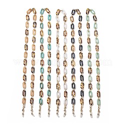 Brillenketten, Halsband für Brillen, mit Büroklammerketten aus Aluminium und Acryl, 304 Hummerkrallenverschlüsse aus Edelstahl und Gummischlaufenenden, Mischfarbe, 28.74 Zoll (73 cm)