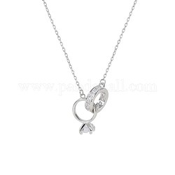 925 Sterling Silver Pendant Necklaces, with Crystal Rhinestone, Ring, Platinum, 19.7 inch(50cm)