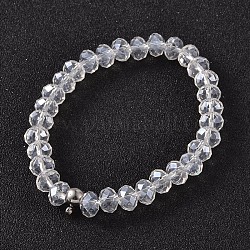 Fabrication de bracelet extensible en perles de verre à fil élastique coréen, avec accessoires en 304 acier inoxydable, clair, 55mm