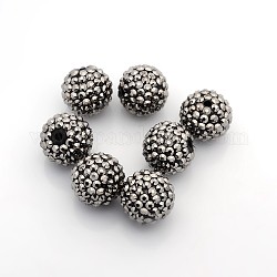 Perles de boule en gypse avec strass en résine, matériel de bricolage pour la fabrication de bijoux, ronde, grises , environ 20 mm de diamètre, Trou: 2mm
