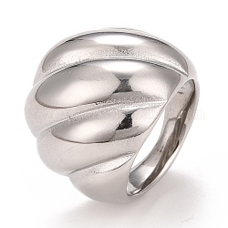 304 texturierter stämmiger Ring aus Edelstahl, Croissant-Ring für Männer und Frauen, Edelstahl Farbe, US-Größe 6 1/4 (16.7 mm) ~ US-Größe 10 (19.8 mm)