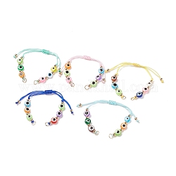 Bracelets en fil de nylon tressé réglables semi-finis, bracelets de perles mauvais œil, avec anneau de jonction, pour la fabrication de bracelet connecteur, couleur mixte, 10-1/4 pouce (26 cm)