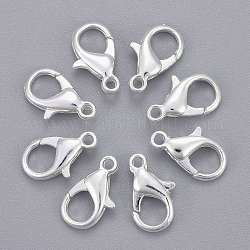 Silver Color Plated Alloy Lobster Claw Clasps, Parrot Trigger Clasps for DIY Metal Jewelry, Cadmium Free & Lead Free, Size: about 8mm wide, 14mm long, hole: 1.5mm