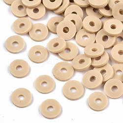 Manuell Polymer Ton Perlen, für DIY Schmuck Bastelbedarf, Disc / Flachrund, heishi Perlen, Weizen, 8x1 mm, Bohrung: 2 mm, ca. 13000 Stk. / 1000 g