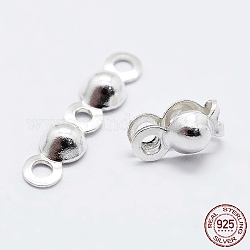 925 Sterling Silber Perle Spitzen Knoten Abdeckungen, Silber, 12.5x3x1.5 mm, Bohrung: 1 mm, Innendurchmesser: 2 mm, 200 Stück / 10 g
