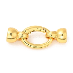Rack Plating Brass Fold Over Clasps, Oval, Lead Free & Cadmium Free, Long-Lasting Plated, Real 18K Gold Plated, 22x40mm, Hole: 1.4mm