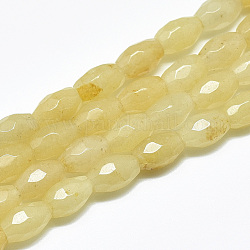 Chapelets de perles en jade topaze naturelle, facette, ovale, 8.5~9x6mm, Trou: 1mm, Environ 22 pcs/chapelet, 8.07 pouce