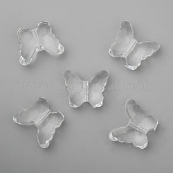 Perline acrilico trasparente, farfalla, chiaro, circa 29 mm di lunghezza, 23 mm di larghezza, 12 mm di spessore, Foro: 2 mm, circa 113pcs/500g