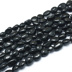 Chapelets de perles en tourmaline noire naturelle, pierre roulée, pépites, 5~12x6~7mm, Trou: 0.8mm, Environ 46~57 pcs/chapelet, 15.16 pouce (38.5 cm)