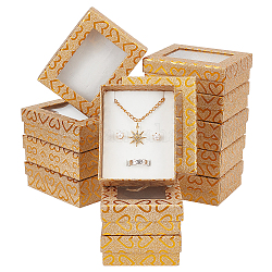 Rechteckige Aufbewahrungsgeschenkboxen aus Papier mit Herzdruck und klarem Fenster, Geschenkverpackung für Hochzeitsfeierzubehör, dunkelgolden, 9x7x2.9 cm