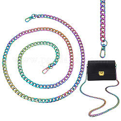 Asa de bolsa de cadena de bordillo de aleación de zinc wadorn 1pc, con cierre giratorio, color del arco iris, 120.5x0.95 cm