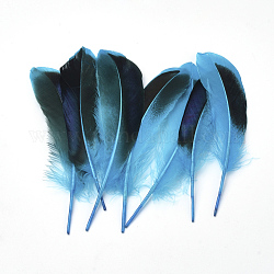 Accesorios de vestuario de plumas, teñido, cielo azul profundo, 115~160x20~35mm