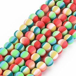 Handmade Polymer Clay Beads Strands, for DIY Jewelry Crafts Supplies, Round, Spring Green, 6.5x5.5mm, Hole: 1.4mm, about 68pcs/strand, 15.75 inch(40cm)