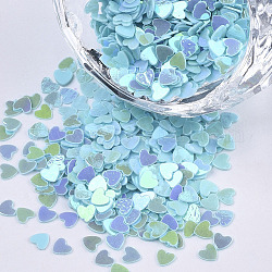 Accessori dell'ornamento, paillette / paillettes in plastica pvc, ab colore placcato, cuore, cielo azzurro, 2.7x3x0.4mm
