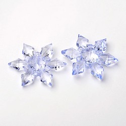 Transparent Acrylic Links, Faceted, Snowflake, for Christmas, Cornflower Blue, 45x9mm, Hole: 2mm, about 92pcs/500g