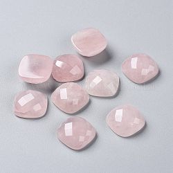 Природного розового кварца кабошонов, граненые квадратные, 19~20x19~20x8~9 мм