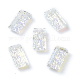 Pendentifs en strass en verre gaufré, rectangle, facette, cristal ab, 14x7x4.2mm, Trou: 1.5mm