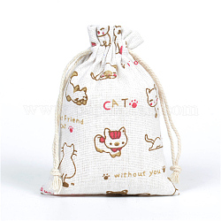 Ropa de cama mochilas de cuerdas, Rectángulo, modelo del gato, 18x13 cm