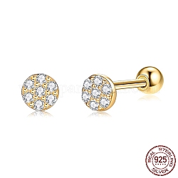 925 крошечные плоские круглые серьги-гвоздики из стерлингового серебра с прозрачным кубическим цирконием для женщин, золотые