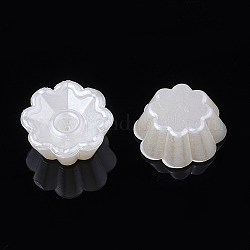 Supports de strass perle imitation plastique ABS, fleur, blanc crème, convient pour strass de 2 mm, 10x4.5mm