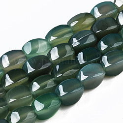 Chapelets de perles d'agate naturelle, teinte, torsion ovale  , vert de mer, 12x8.5x8.5mm, Trou: 1mm, Environ 33 pcs/chapelet, 15.55 pouce (39.5 cm)