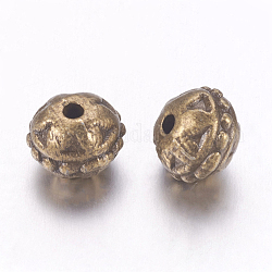 Abalorios de aleación de estilo tibetano, redondo, sin plomo y níquel y cadmio, color de bronce antiguo, 8 mm de diámetro, 7 mm de espesor, agujero: 1.5 mm