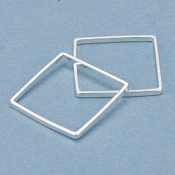 Латунные соединительные колечки, долговечный, квадратный, 925 серебро покрытием, 15x15x1 мм, внутренний диаметр: 14x14 мм