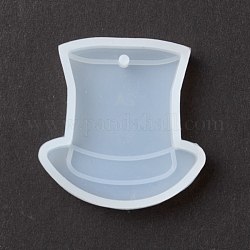 Stampi in silicone con ciondolo cappello a cilindro per costume, stampi per colata di resina, per la fabbricazione di gioielli in resina UV e resina epossidica, bianco, 45x43x8mm, Foro: 2.5 mm