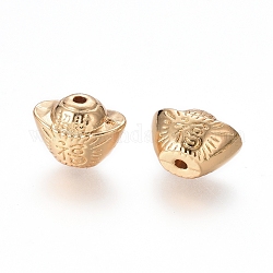 Perles en alliage plaqué durables, lingot d'or avec caractère chinois, or, 8.5x11.8x7.7mm, Trou: 1.4mm
