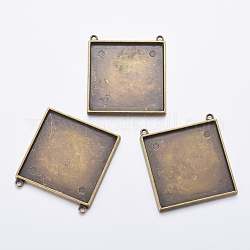 Supports de cabochon de pendentif de style tibétain, carrée, bronze antique, sans plomb, sans cadmium et sans nickel, Longueur 49mm,  largeur de 49 mm, épaisseur de 2mm, Trou: 3.5mm