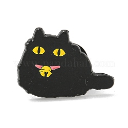 Alfileres de esmalte de gato de dibujos animados, insignia de aleación negra para mujer, campana, 18.5x25.6x1.4mm