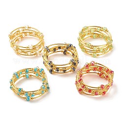 Блестящий браслет из стеклянных бусин, многослойный браслет для женщин, золотые, разноцветные, внутренний диаметр: 2-1/8 дюйм (5.45 см)