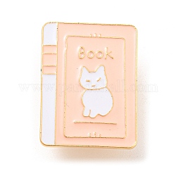 Katzen-Emaille-Pins im Cartoon-Stil, Leichtgoldlegierungsabzeichen für Frauen, Buch, 31x24x1.5 mm