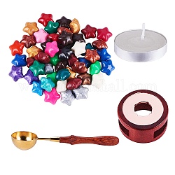 Wax Beads, Star, No Hole/Undrilled, Candle, Fire Wax Seal Wax Sealing Stamps Tools, Sealing Stamp Wax Spoon and Vintage Seal Stamp Wax Stick Melting Pot Holder, Mixed Color, 12mm