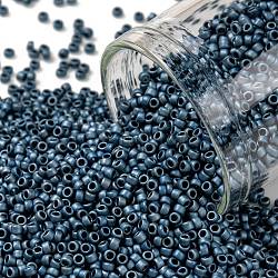 TOHO Round Seed Beads, Japanese Seed Beads, Matte, (511F) High Metallic Frost Mediterranean Blue, 15/0, 1.5mm, Hole: 0.7mm, about 3000pcs/10g
