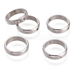 201 Stainless Steel Bead Frames, Ring, Stainless Steel Color, 12x3mm, Hole: 1mm