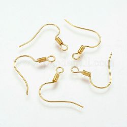 Pendientes de latón, cable de oreja, con lazo horizontal, sin níquel, dorado, 17mm, agujero: 1.5 mm, 21 calibre, pin: 0.7 mm