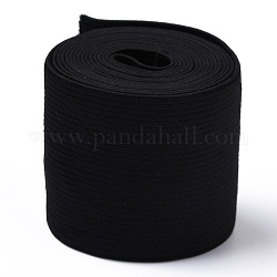Cordón de goma elástico plano / banda, para correas de accesorios de costura de prendas, negro, 50mm, alrededor de 5.46 yarda (5 m) / paquete