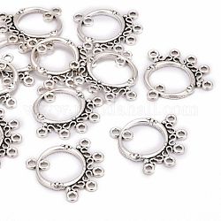 Antikem Silber tibetischen Stil Ring Kronleuchter Komponente Verbinder für baumeln Ohrring machen, bleifrei und cadmiumfrei und nickelfrei, 26x25x2 mm, Bohrung: 1.5 mm