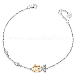 Shegrace 925 bracelets à maillons en argent sterling, avec aaa grade zircone cubique, poisson, clair, platine et d'or, 7-1/8 pouce (18 cm)