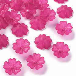 Transparent Frosted Acrylic Bead Caps, 5-Petal, Flower, Camellia, 16.5x6mm, Hole: 1.6mm, about 959pcs/500g