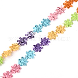 Daisy Flower Polyester Lace Trims, Embroidered Applique Sewing Ribbon, for Sewing and Art Craft Decoration, Colorful, 1/2 inch(14mm), 15 yards/roll(13.72m/roll)