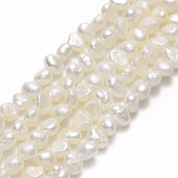 Hebras de perlas de agua dulce cultivadas naturales, dos lados pulidos, lino, 4x3~3.5x3mm, agujero: 0.5 mm, aproximamente 94~96 pcs / cadena, 14.65~14.76'' (37.2~37.5 cm)