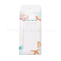 Paper Jewelry Display Cards, Jewelry Holder Card for Earrings, Necklaces Display, Rectangle with Clear Window, Shell Pattern, 15.5x6.7x0.1cm, Hole: 8.5mm