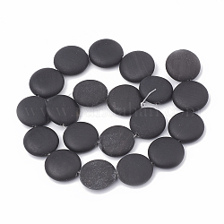 Pietra naturale nera perle di fili, rotondo e piatto, 19~20x6.5~7mm, Foro: 1 mm, circa 20pcs/filo, 15.15 pollice