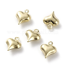 Brass Charms, Heart, Real 24K Gold Plated, 11x9x4mm, Hole: 1mm