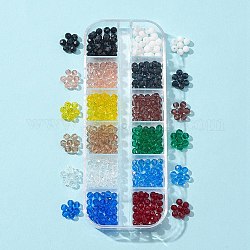 480 Stück 12 Farben Glasperlenstränge, facettiert (32 Facetten), Runde, Mischfarbe, 4 mm, Bohrung: 1 mm, über 40pcs / Farbe
